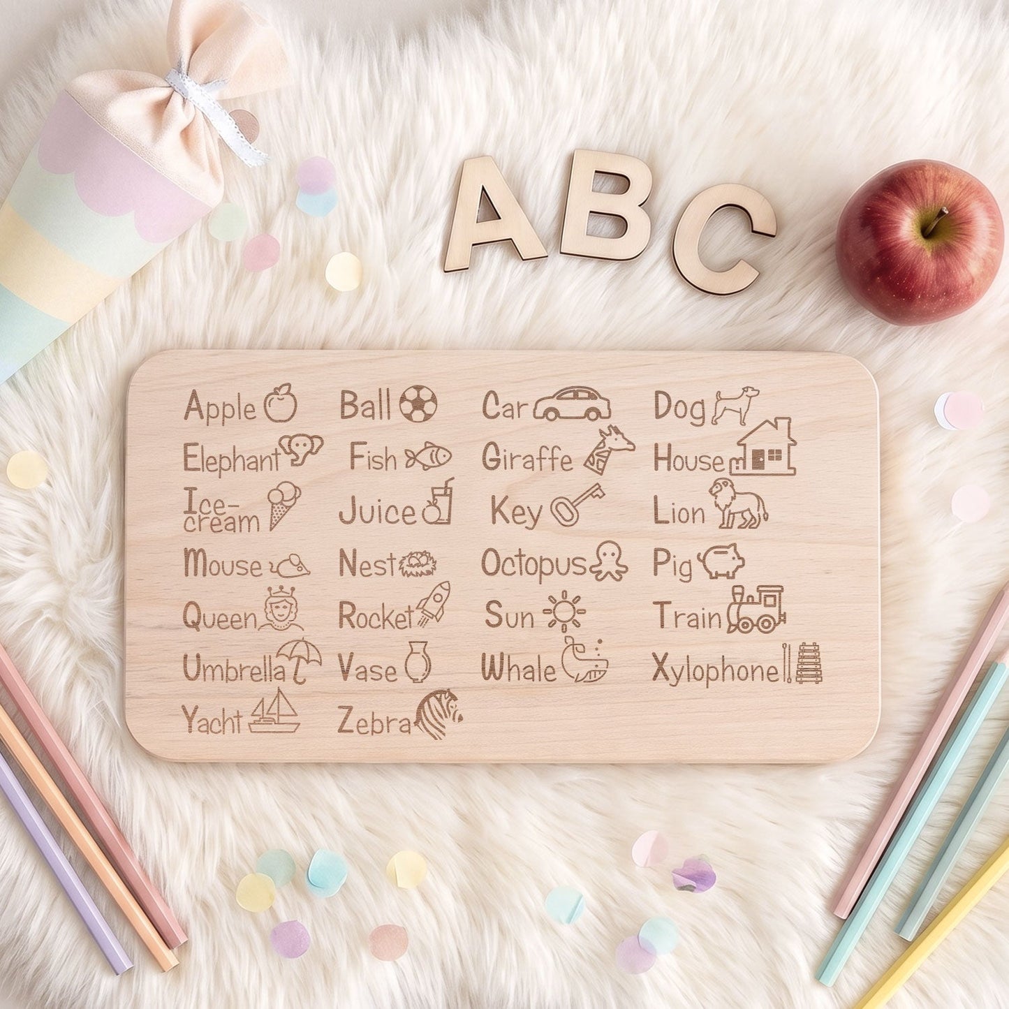 Frühstücksbrettchen "ABC Englisch Brotzeitbrett"