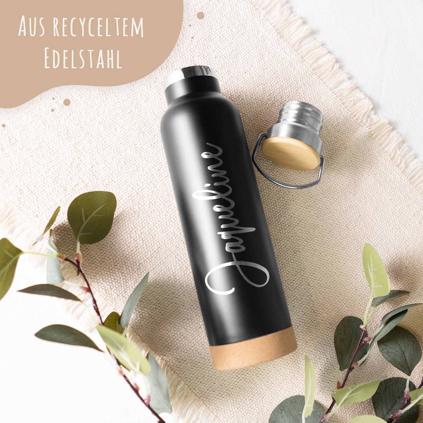 Gravierte Trinkflasche aus Edelstahl - Wunschname