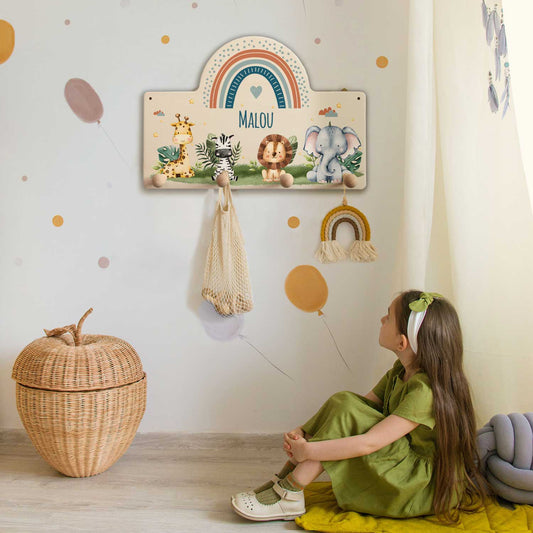 Garderobe fürs Kinderzimmer - Tiergruppe Safari