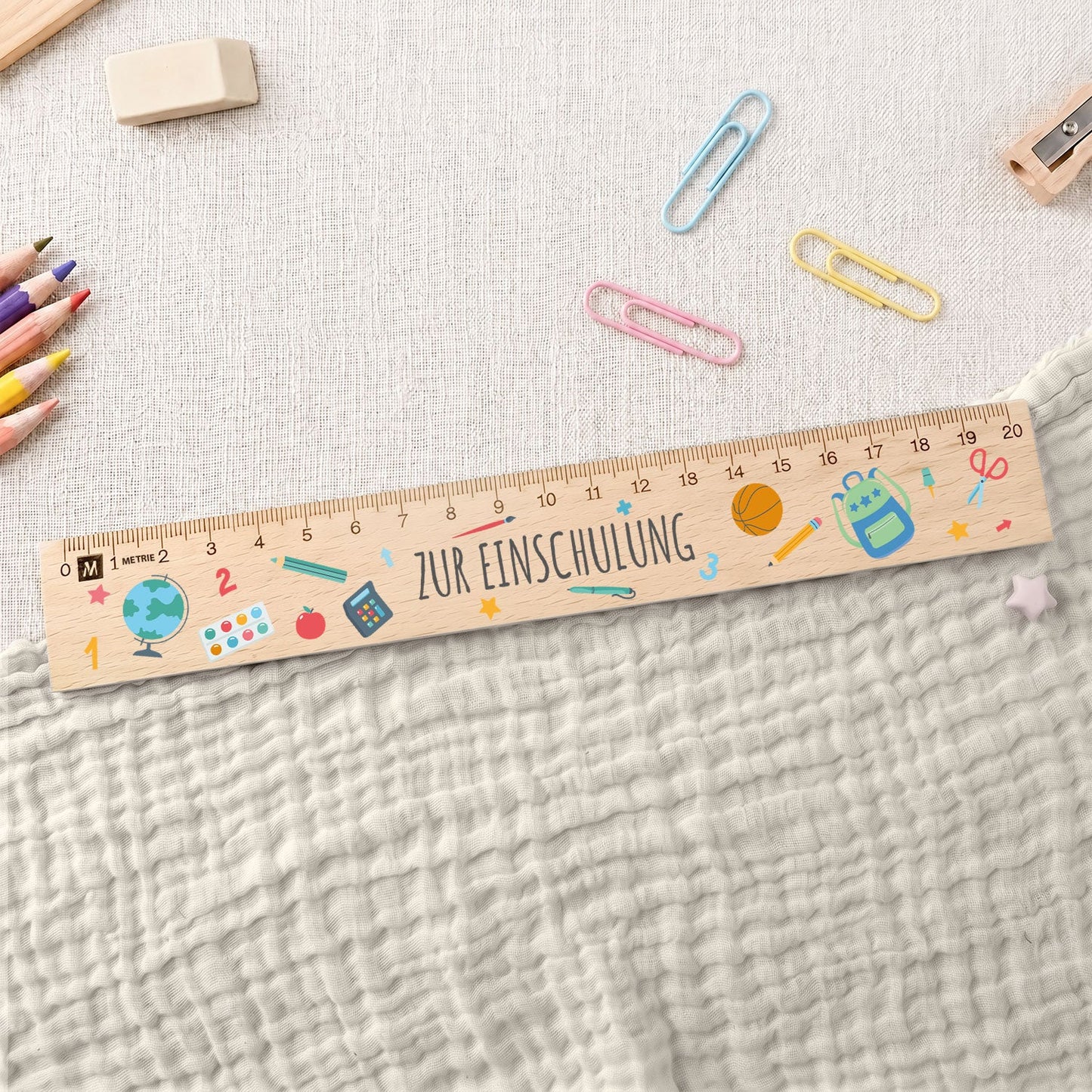 Lineal zur Einschulung im Einschulungs Design für Kinder aus Holz