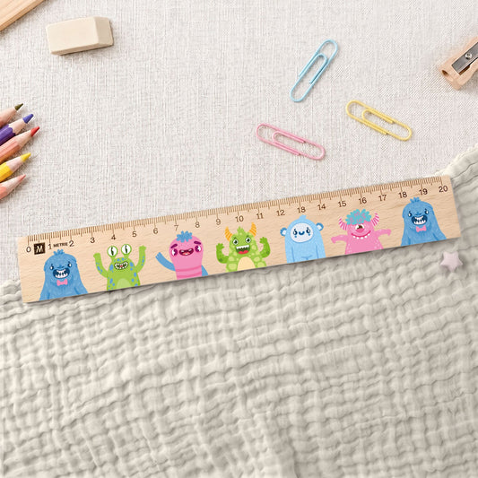 Lineal zur Einschulung im Monster Design für Kinder aus Holz