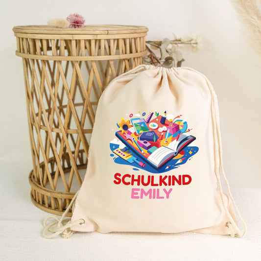 Turnbeutel für Kinder - Schulkind Buch - zur Einschulung