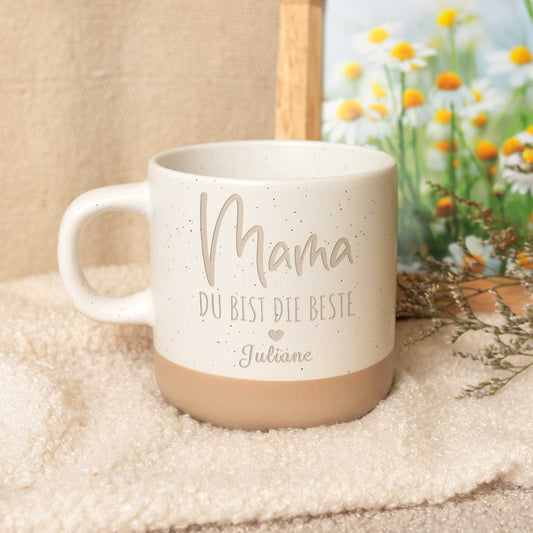 Gravierte Steingut Tasse - Mama Du bist die Beste