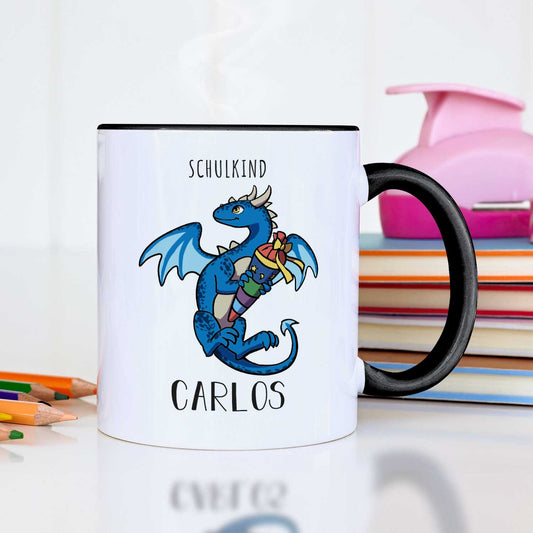 Bedruckte Tasse mit Motiv - Einschulung Drache