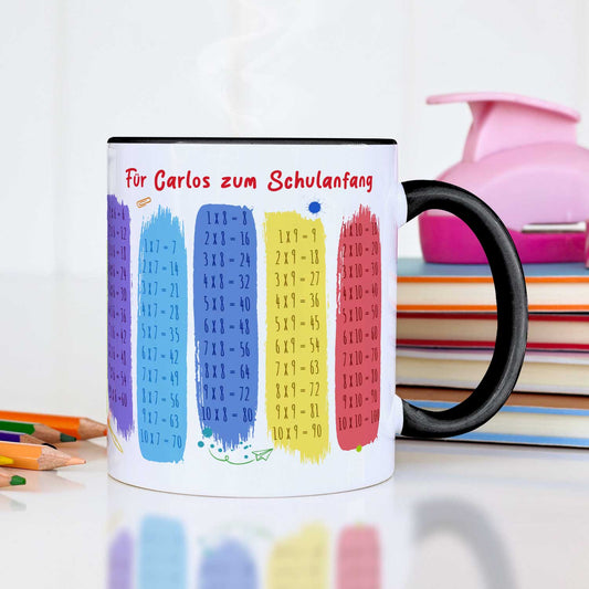 Bedruckte Tasse mit dem 1x1 - personalisiert mit Name