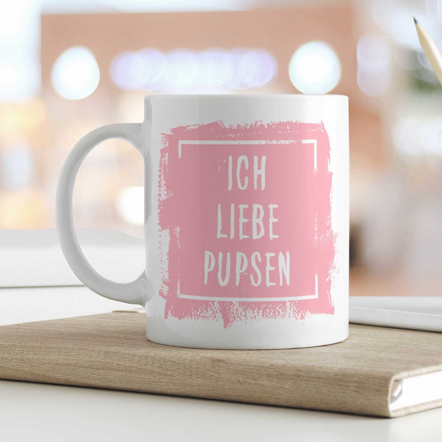 Bedruckte Tasse mit Spruch - "Ich Liebe Pupsen"