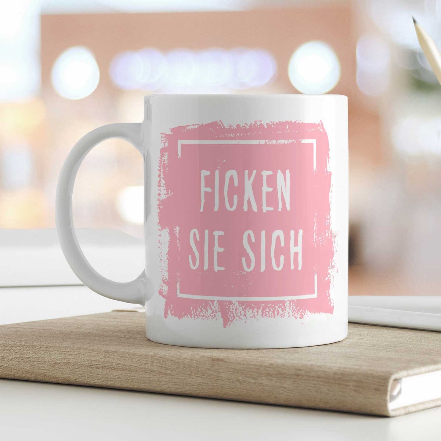 Bedruckte Tasse mit Spruch - "Ficken Sie sich"
