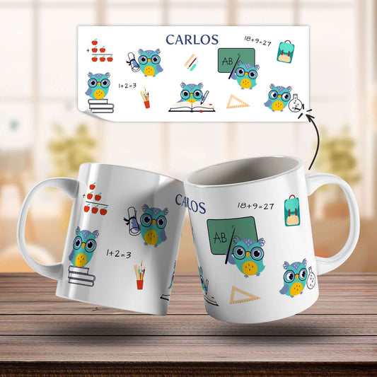 Bedruckte Tasse mit Motiv - Schuleule