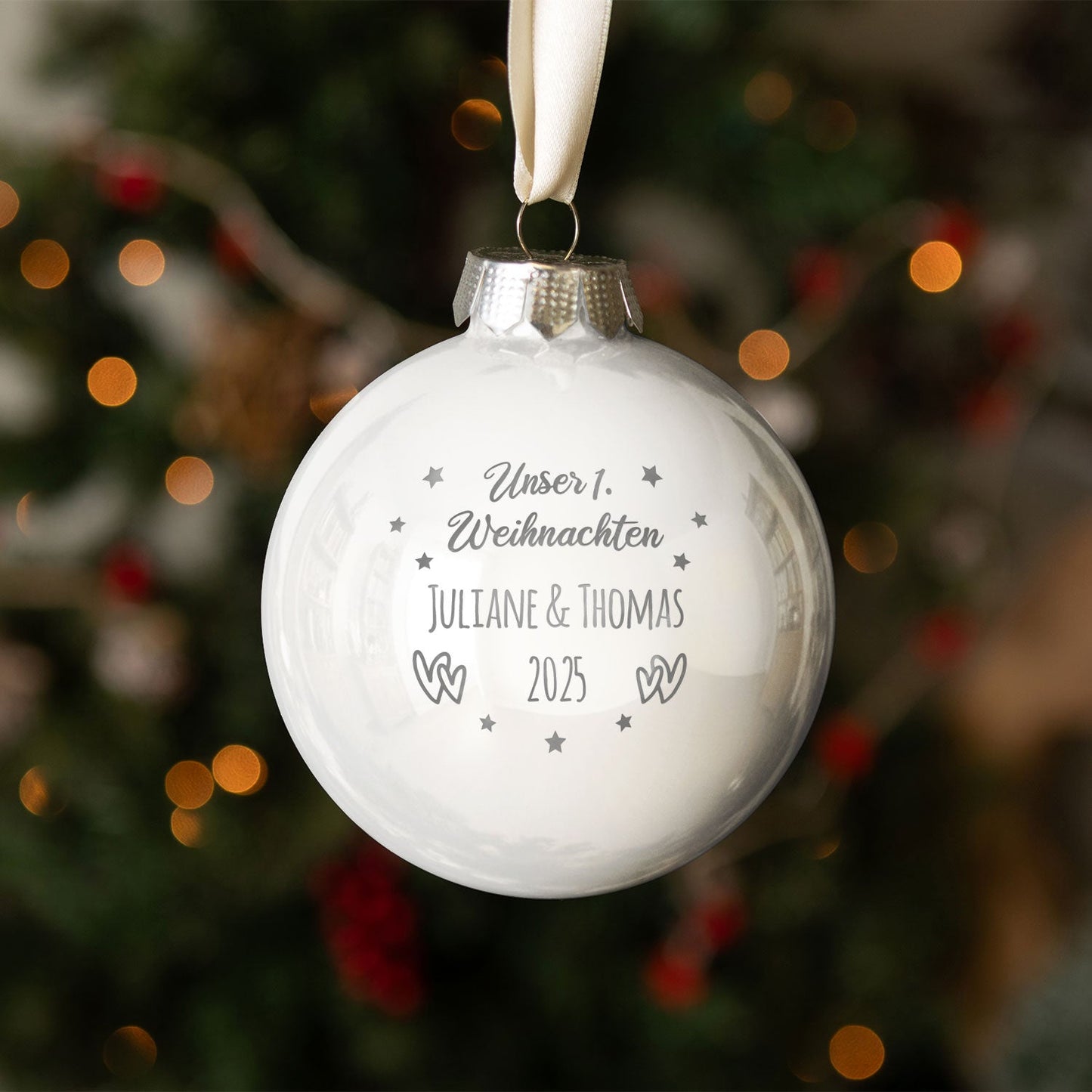 Gravierte Weihnachtskugel - Unser erstes Weihnachten für Paare