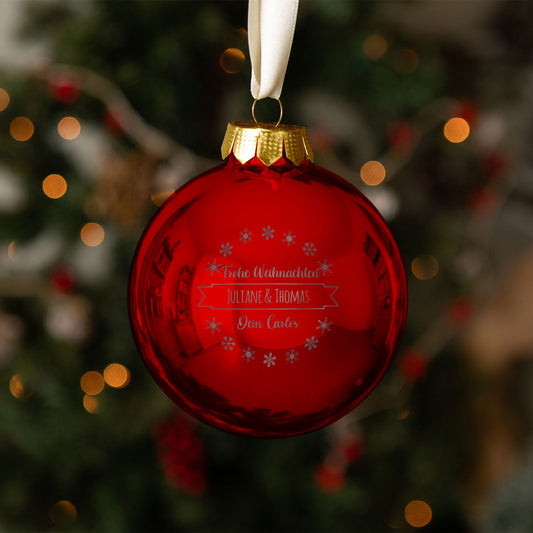 Gravierte Weihnachtskugel mit Wunschtext