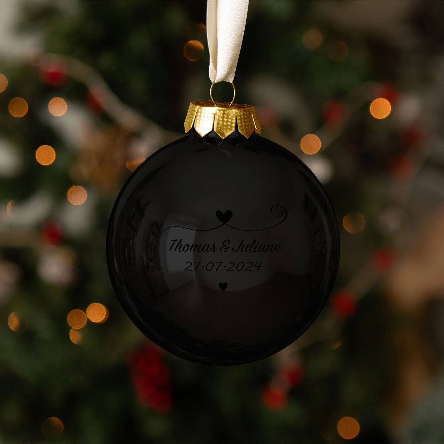 Gravierte Weihnachtskugel - Paar verliebt