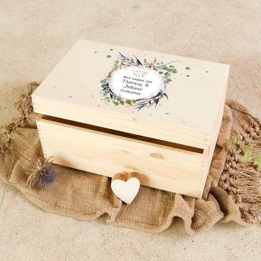Erinnerungskiste mit UV-Druck im Flower Wedding Design - Personalisiertes Geschenk zur Hochzeit
