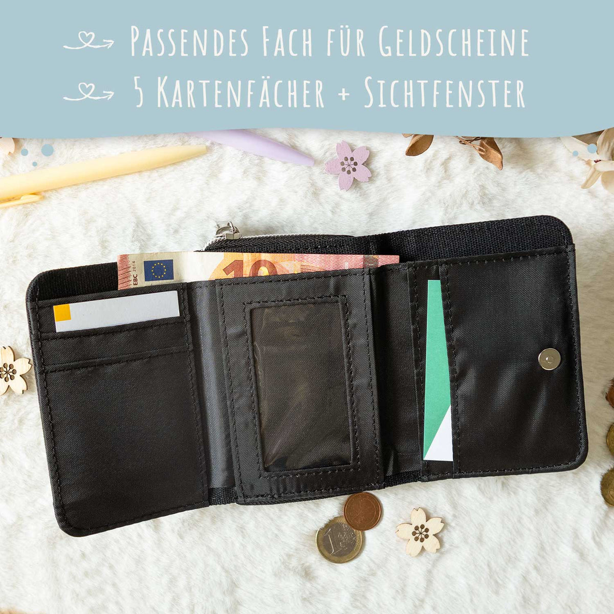 Bedruckte Geldbörse für Kinder im Pixelerde Design