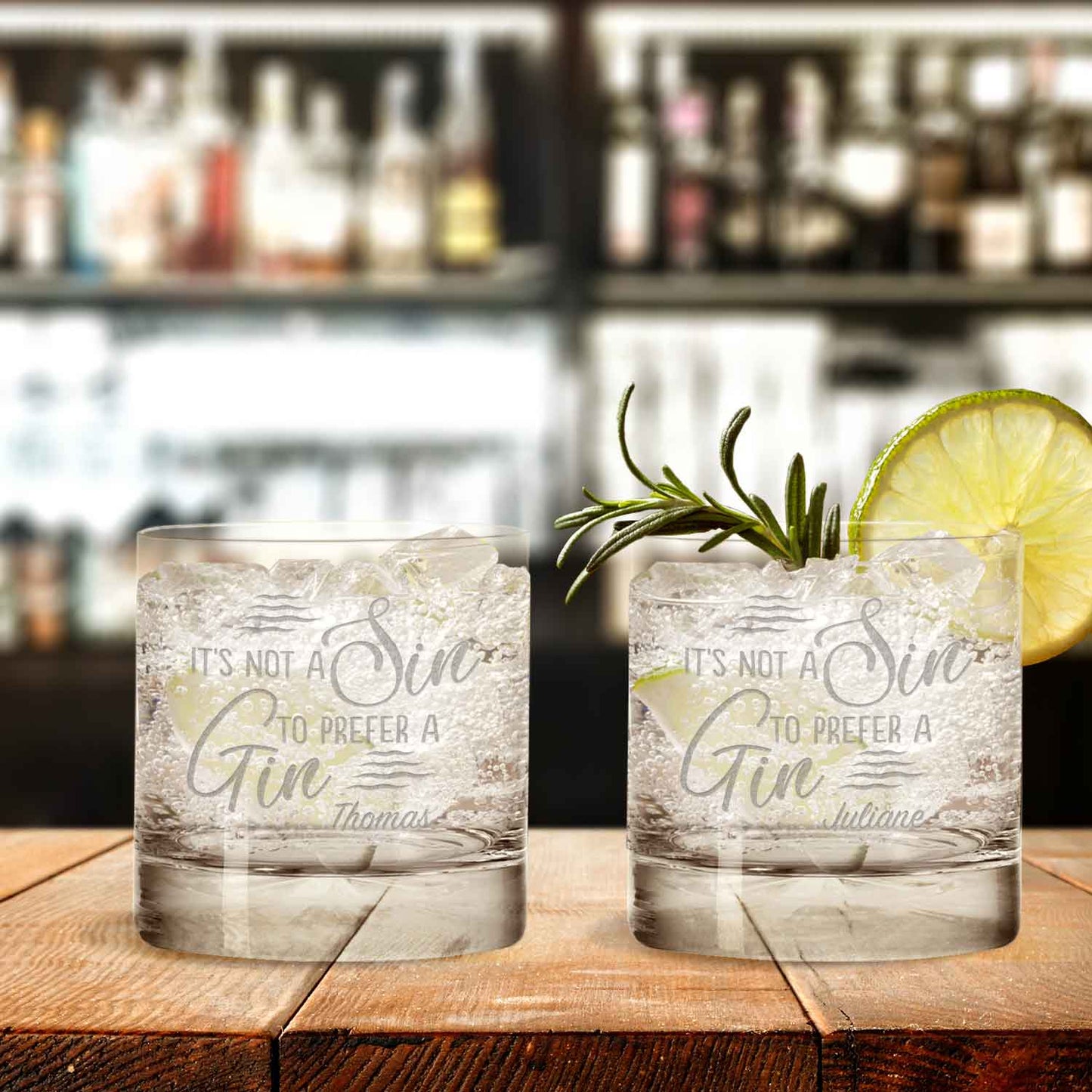 2er Set Montana GIN-Gläser "It´s Not a Sin to Prefer A Gin" mit Wunschnamen