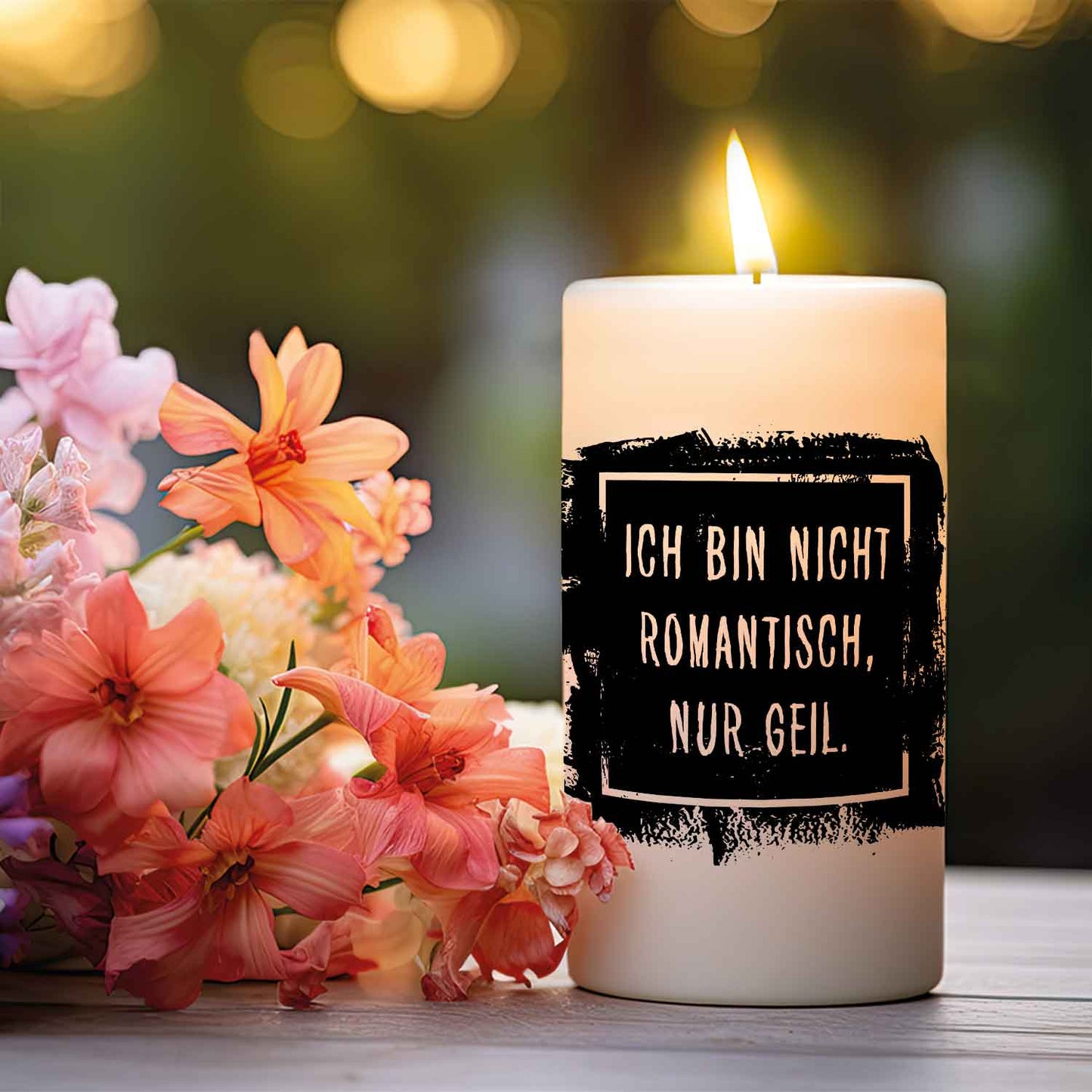 Kleine Kerze mit Spruch "Ich bin nicht Romantisch"