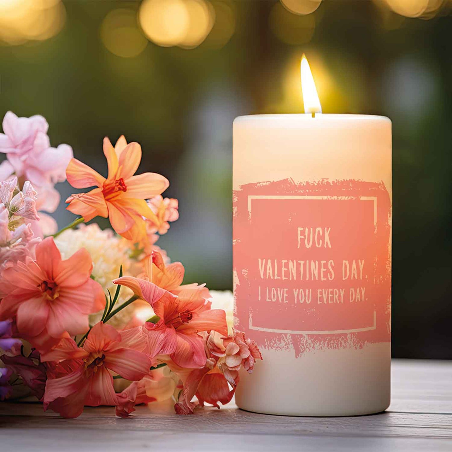 Kleine Kerze mit Spruch "Fuck Valentines Day"