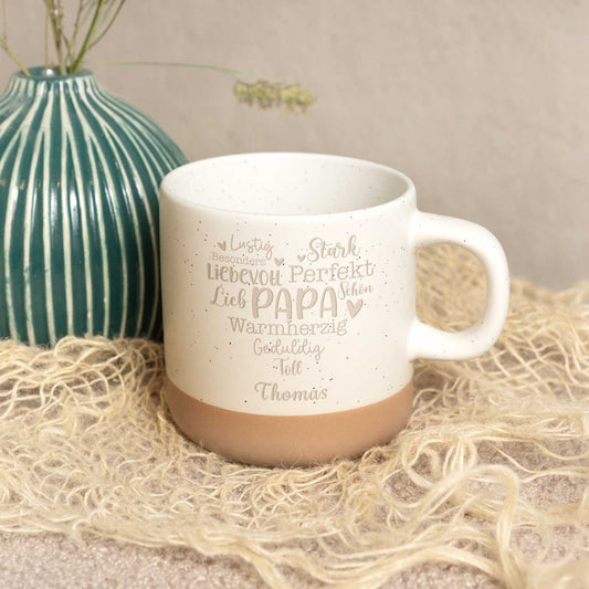 Gravierte Steingut Tasse - Papa Collage