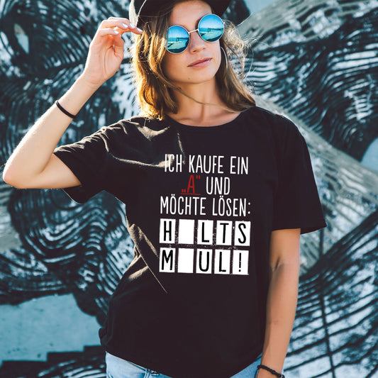 Bedrucktes T-Shirt für Damen - Ich kaufe ein A