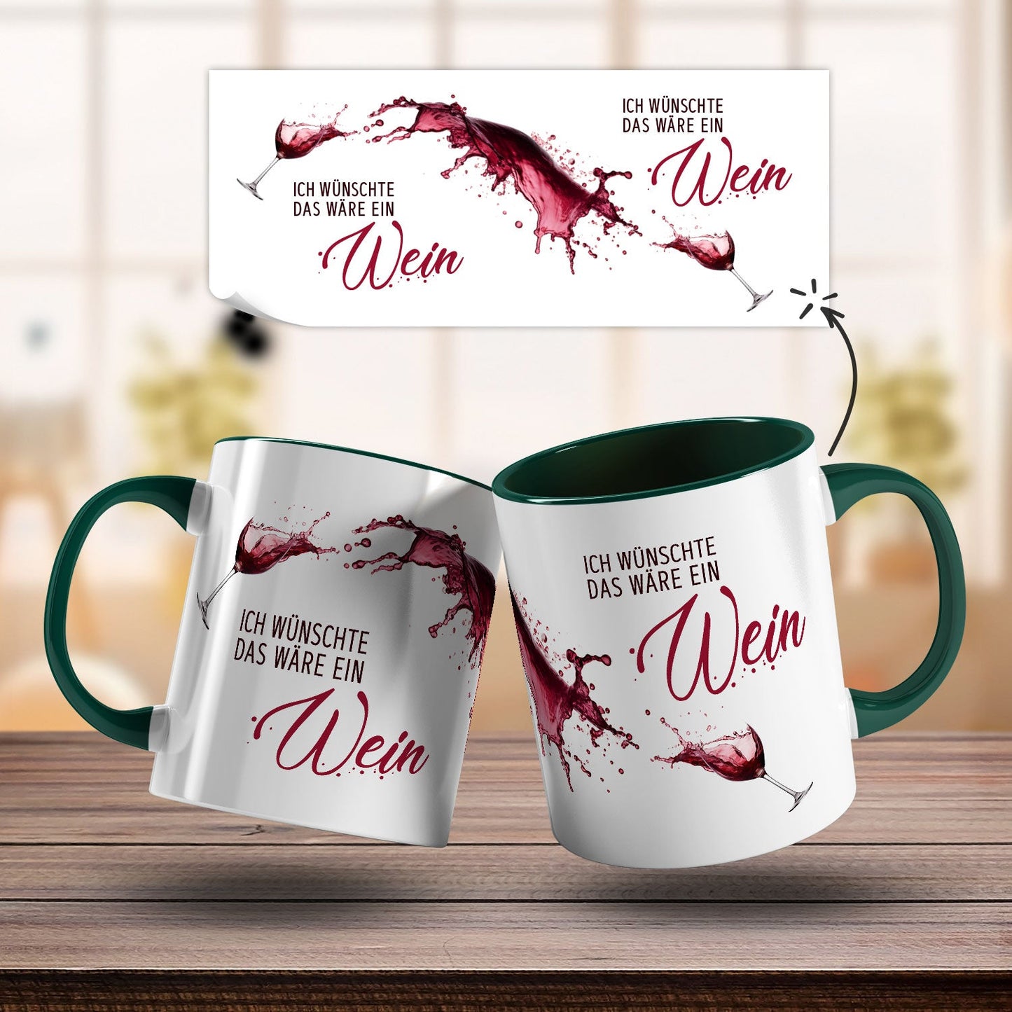 Bedruckte Tasse mit Wein Motiv - Ich wünschte das wäre ein Wein