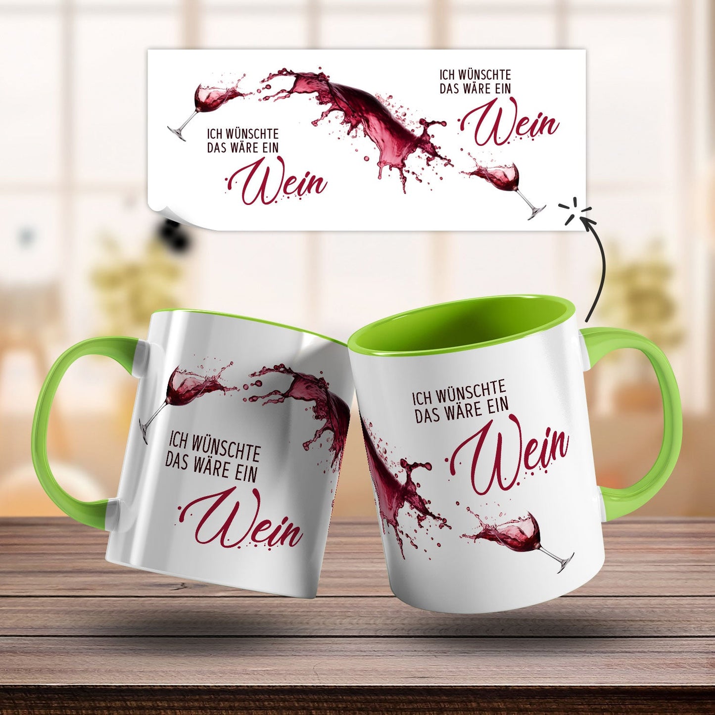 Bedruckte Tasse mit Wein Motiv - Ich wünschte das wäre ein Wein