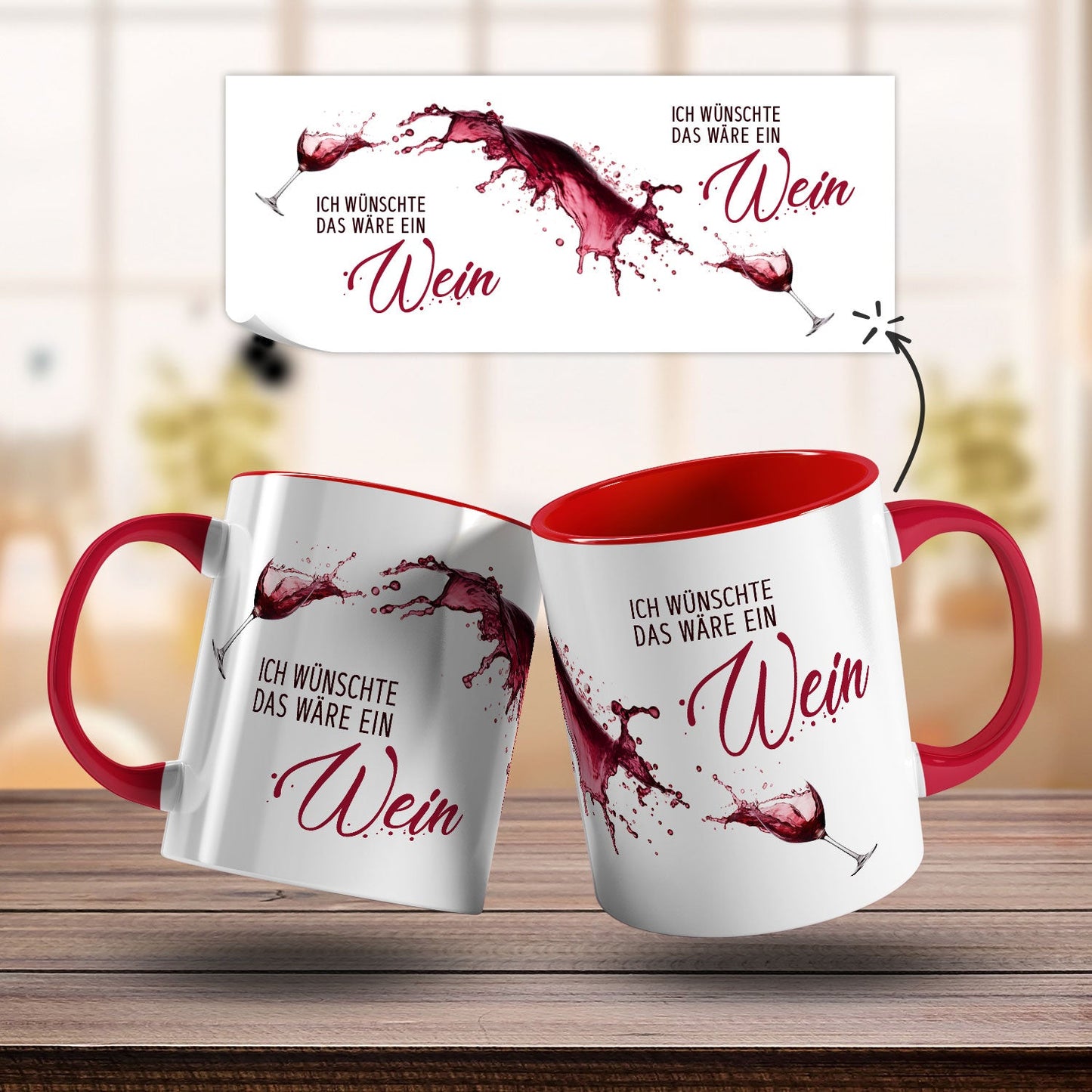 Bedruckte Tasse mit Wein Motiv - Ich wünschte das wäre ein Wein