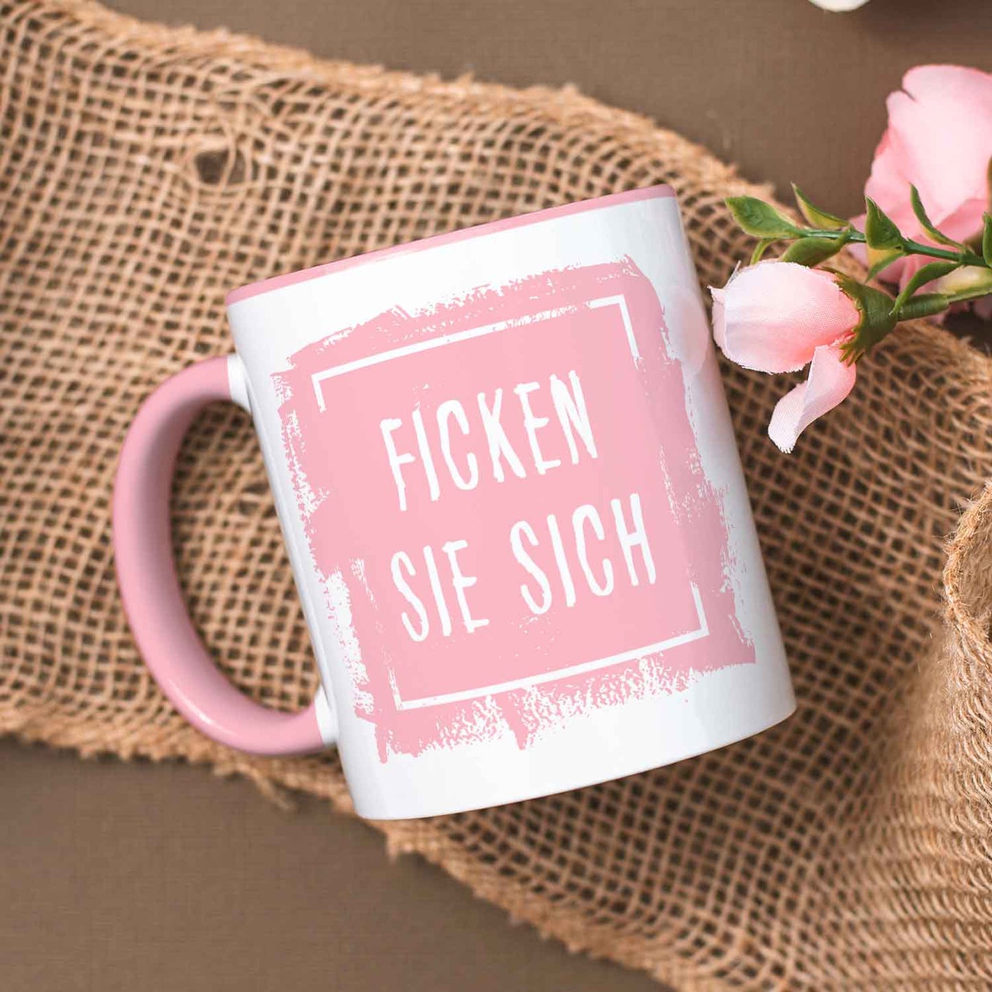 Bedruckte Tasse mit Spruch - "Ficken Sie sich"