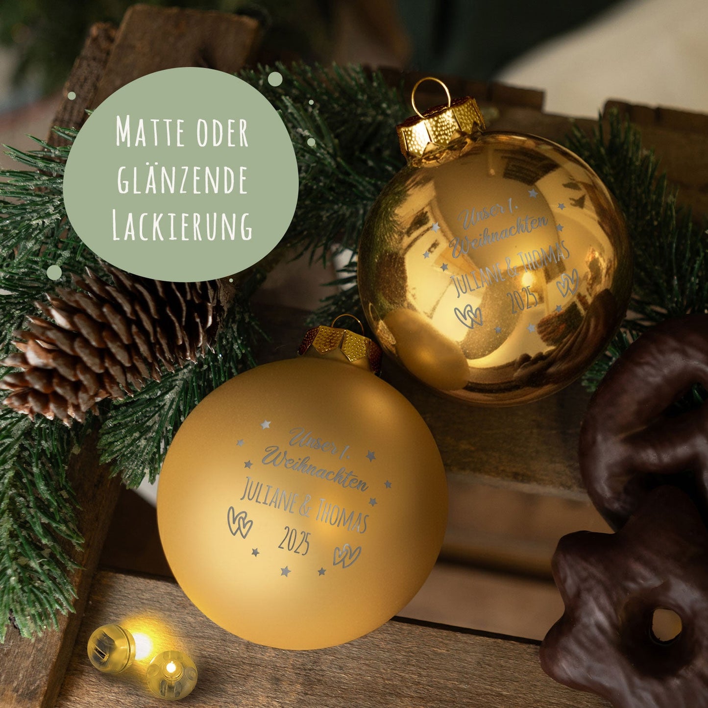 Gravierte Weihnachtskugel - Unser erstes Weihnachten für Paare