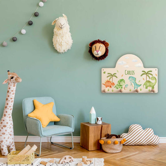 Personalisierte Garderobe fürs Kinderzimmer - Dino