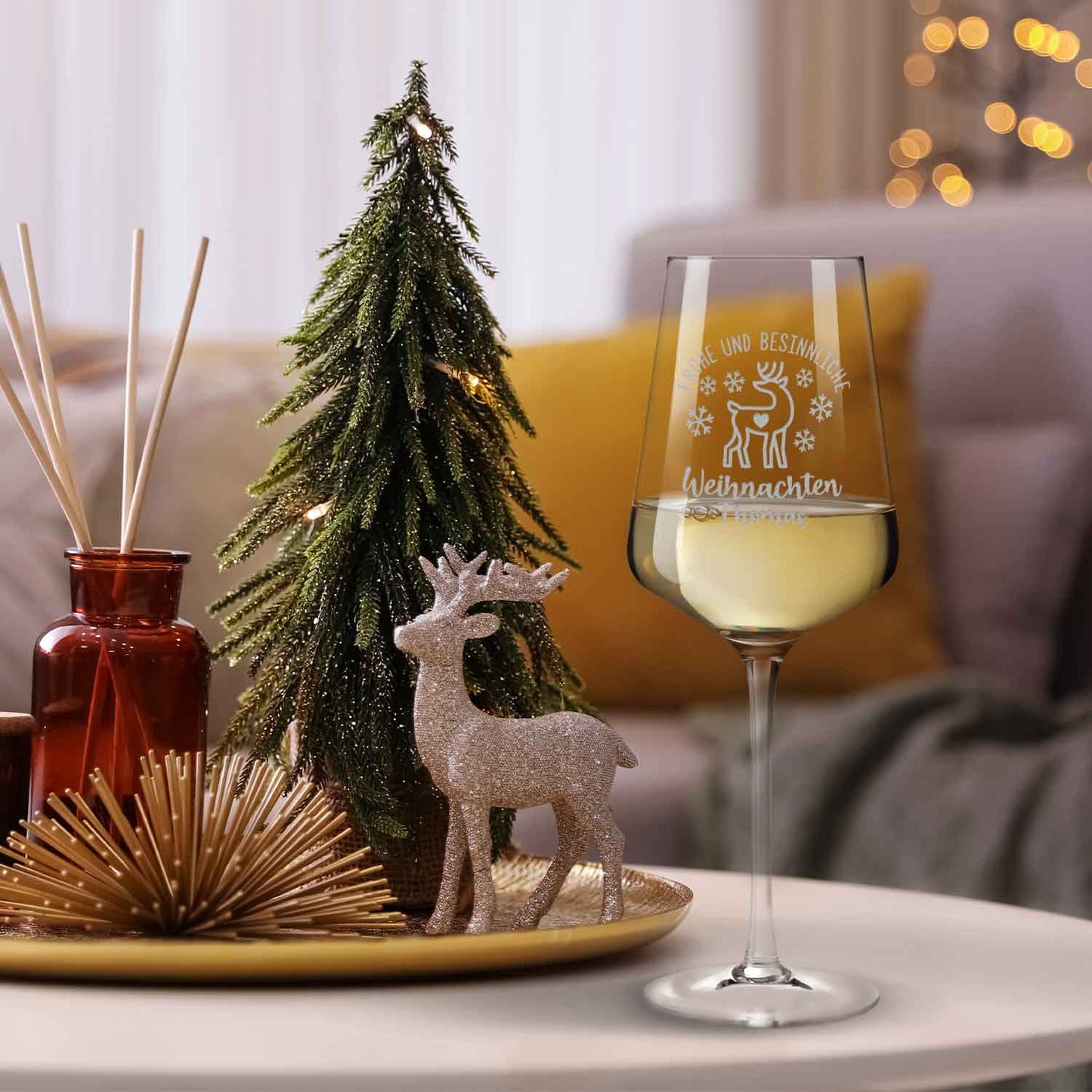 Leonardo Puccini Weinglas mit Gravur - "Frohe und besinnliche Weihnachten"