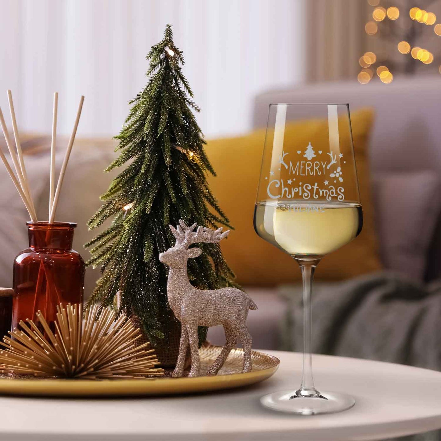 Leonardo Weinglas mit Gravur - Merry Christmas Horns