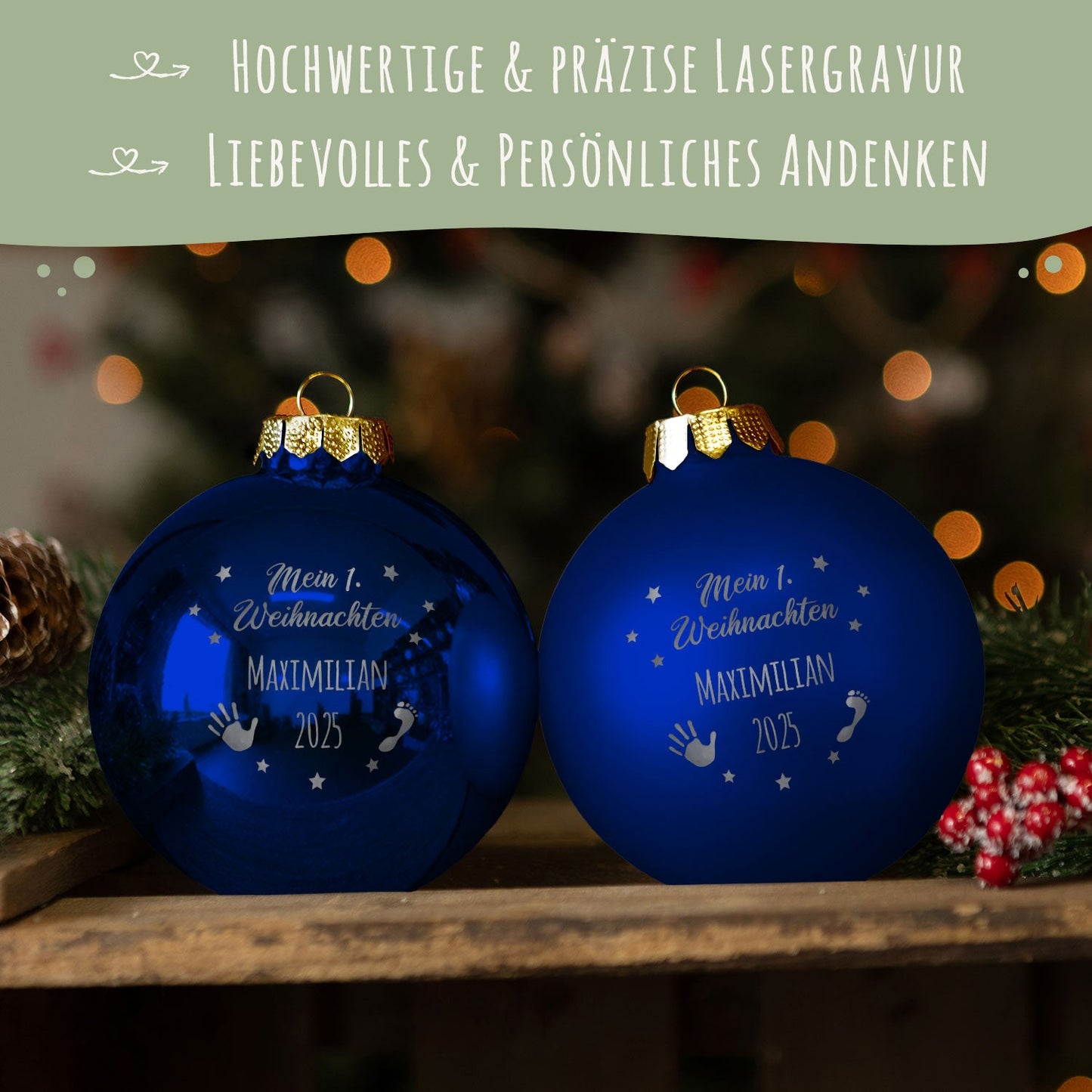 Gravierte Weihnachtskugel - Mein erstes Weihnachten