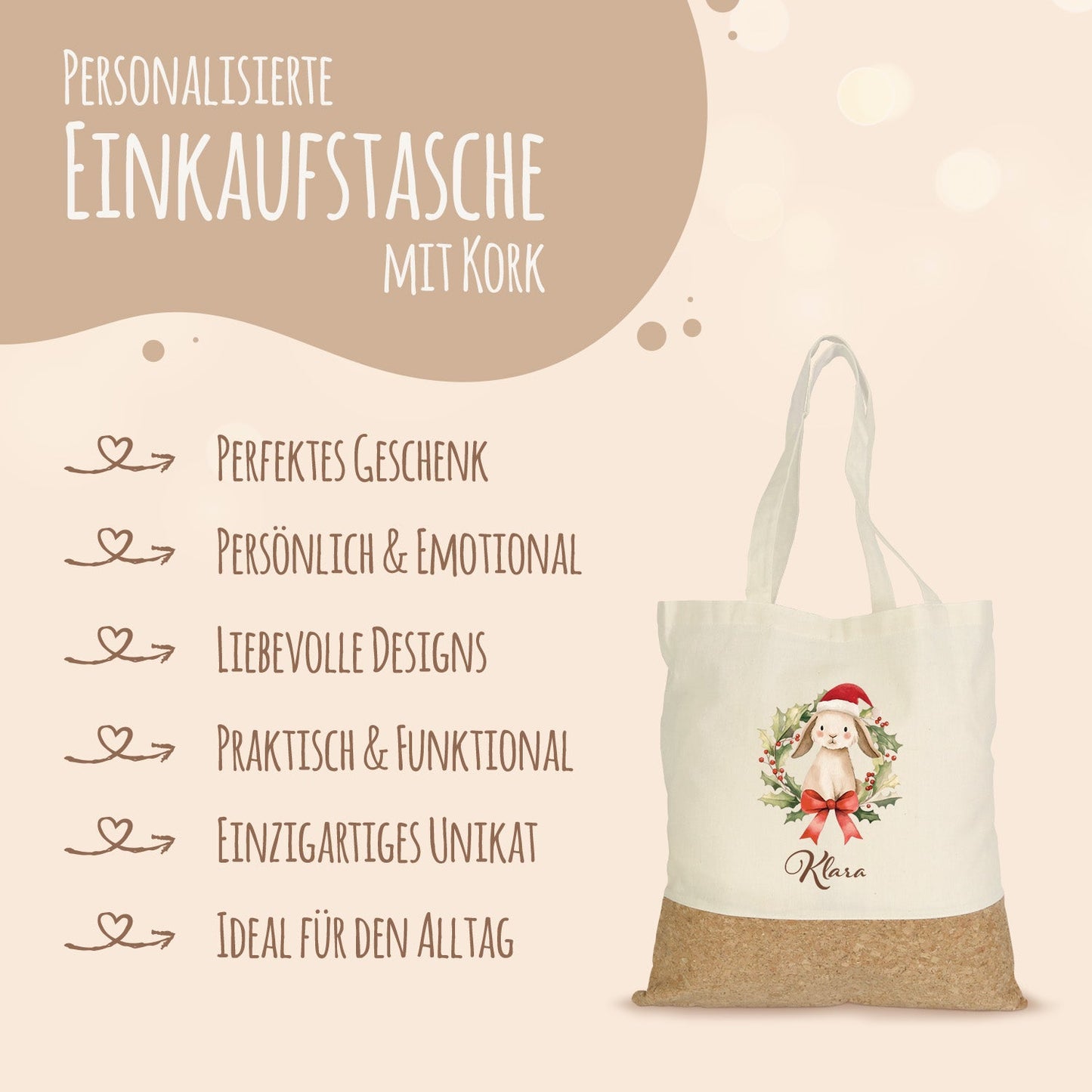 Einkaufstasche Kork - Kranztiere