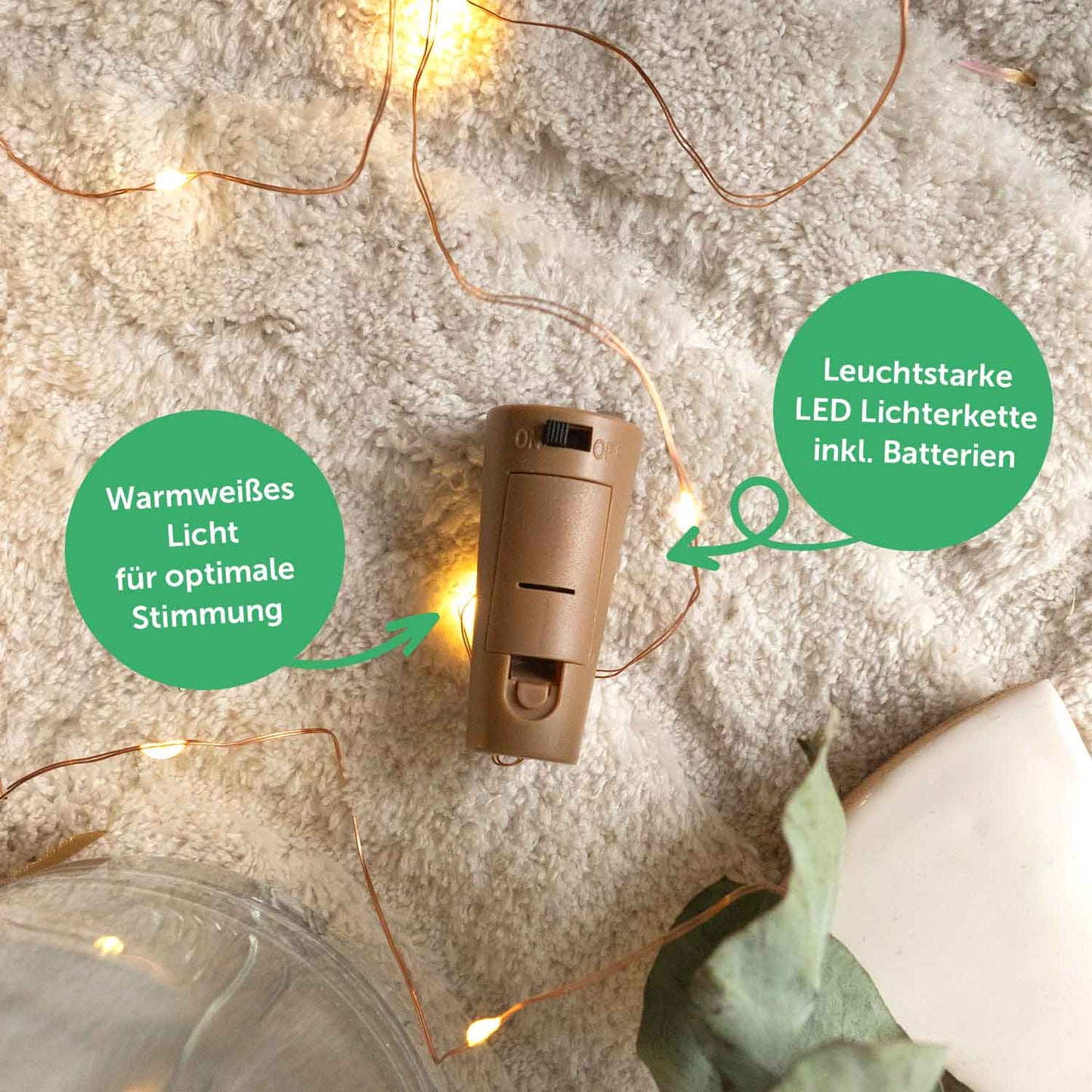 Flaschenlicht mit LED-Lichterkette und UV Druck - Goldenes Geschenk Design - Weihnachtsdekoration
