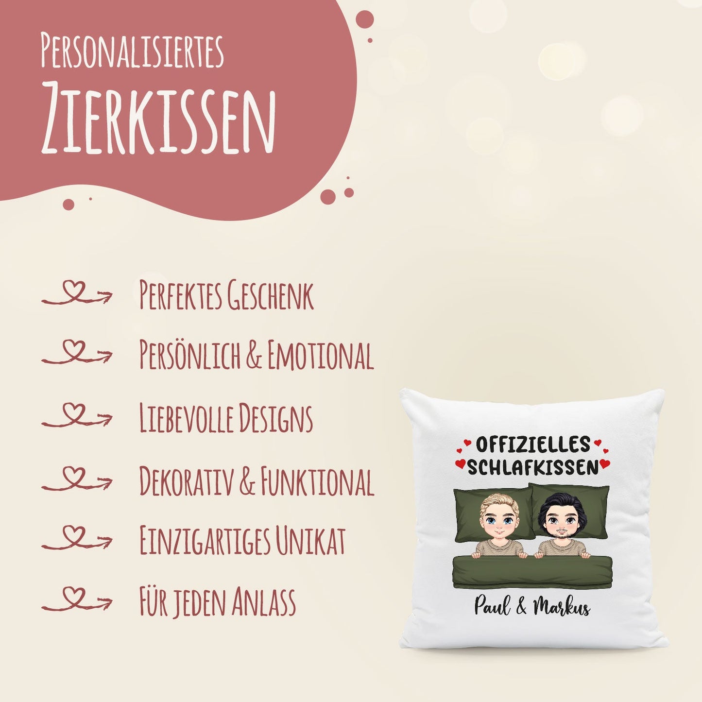 Personalisiertes Kissen mit Motiv - Offizielles Schlafkissen