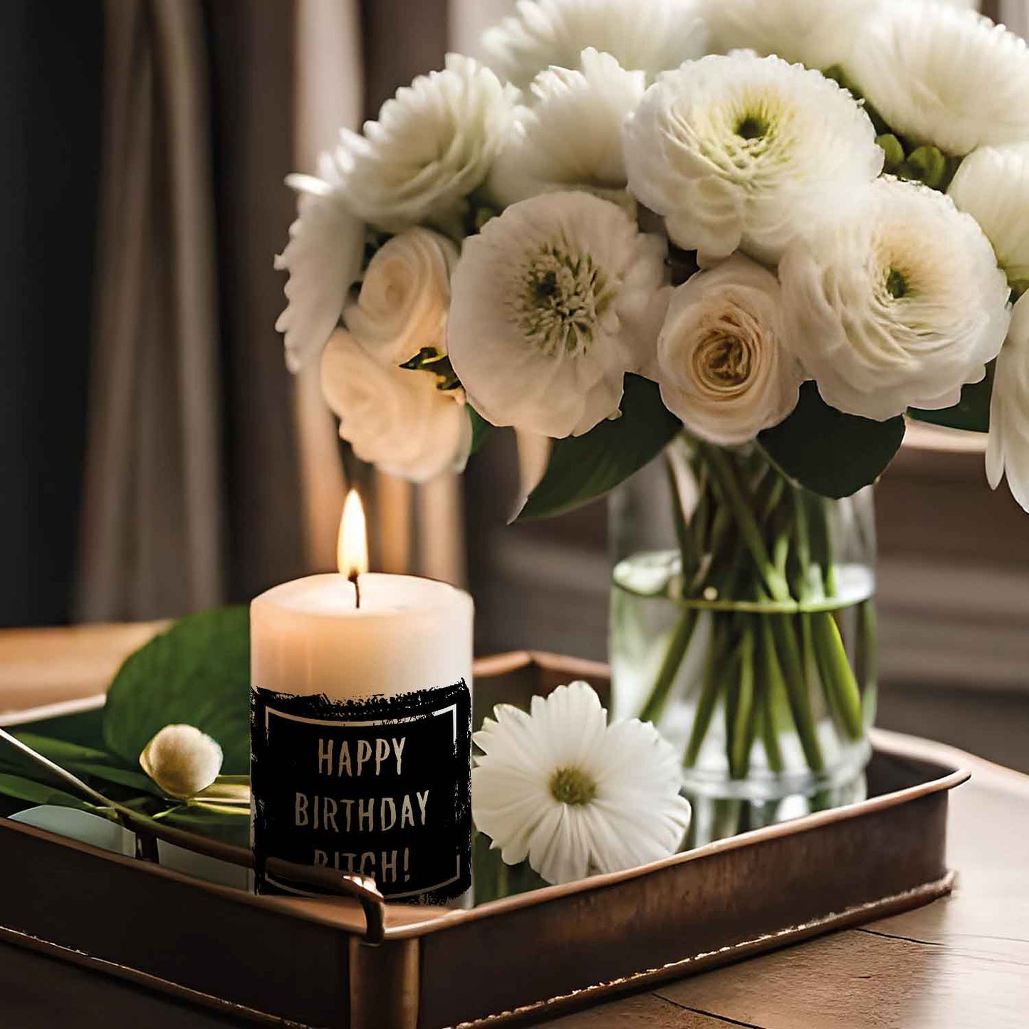 Kleine Kerze mit Spruch "Happy Birthday Bitch!"