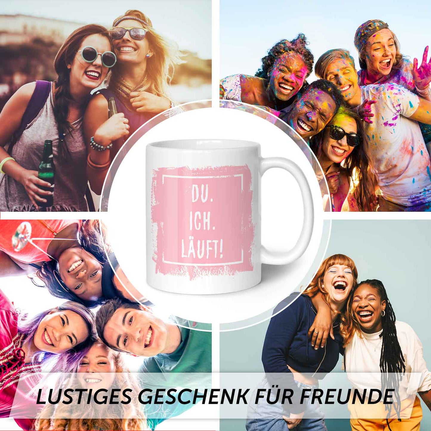 Bedruckte Tasse mit Spruch - Du. Ich. Läuft!