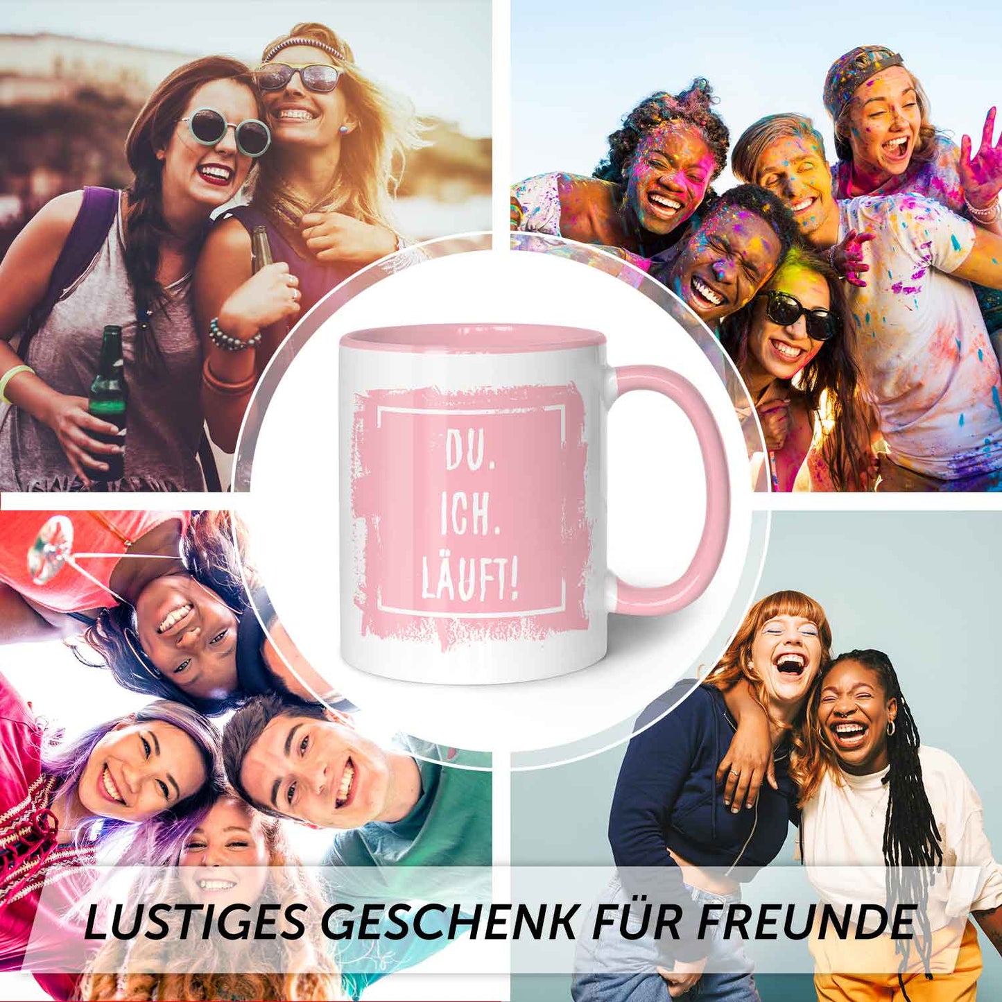 Bedruckte Tasse mit Spruch - Du. Ich. Läuft!