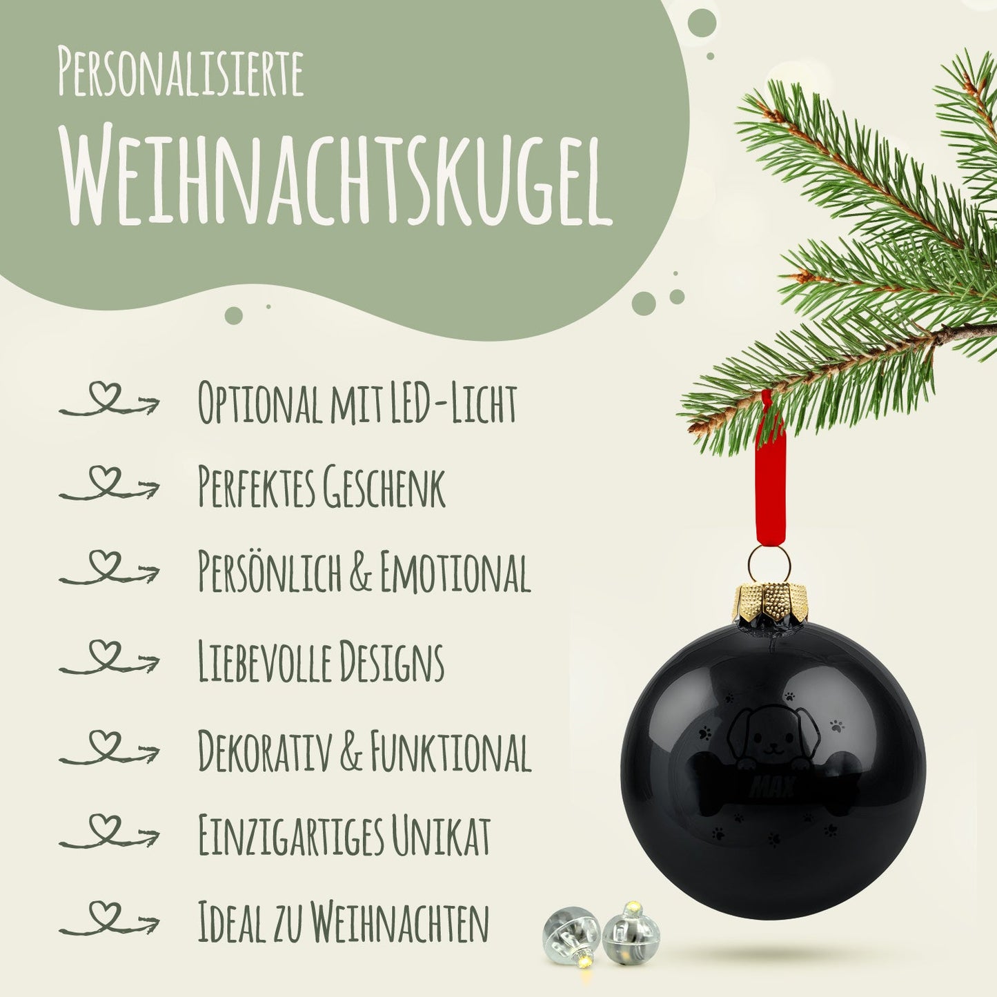 Gravierte Weihnachtskugel - Haustier - Hund & Katze