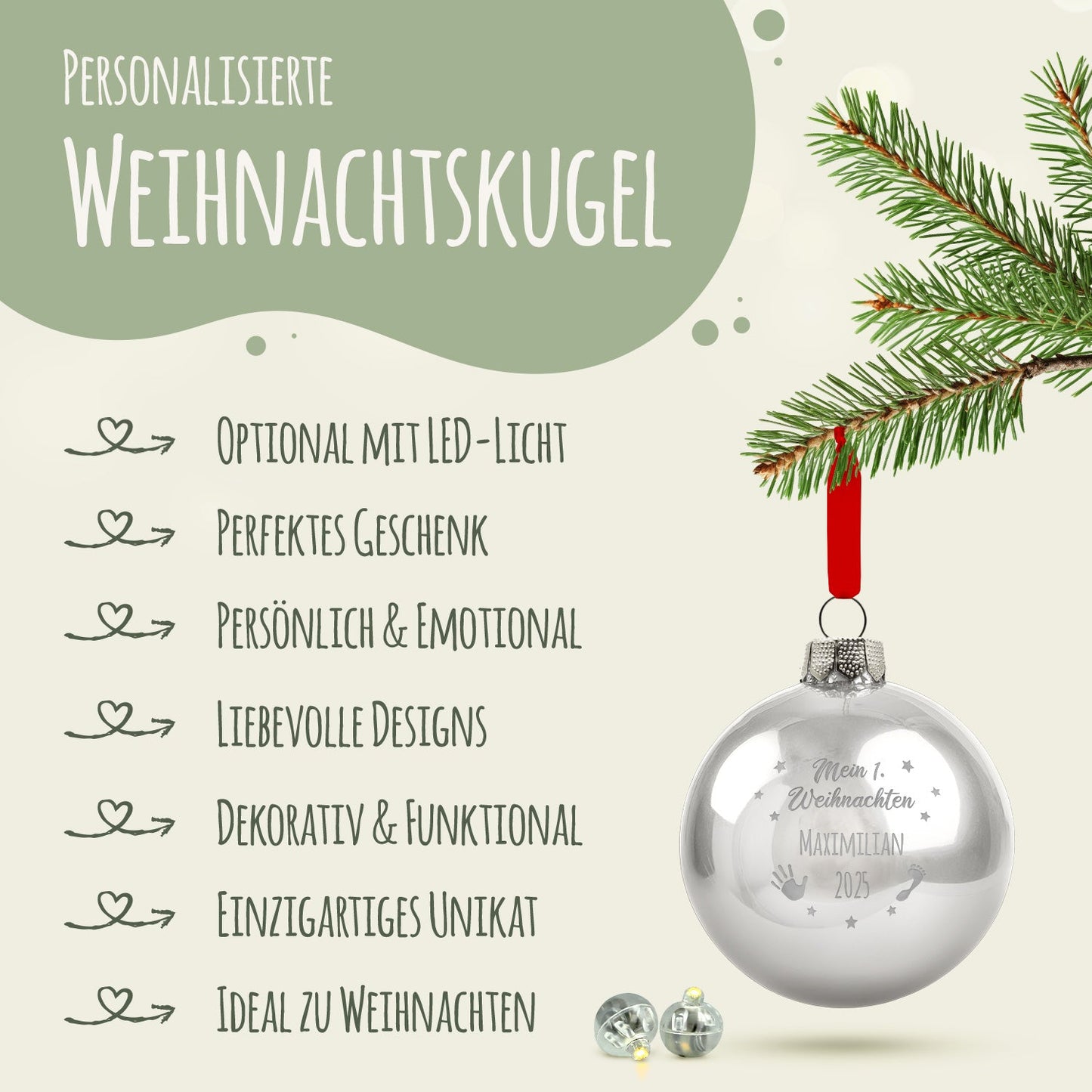 Gravierte Weihnachtskugel - Mein erstes Weihnachten