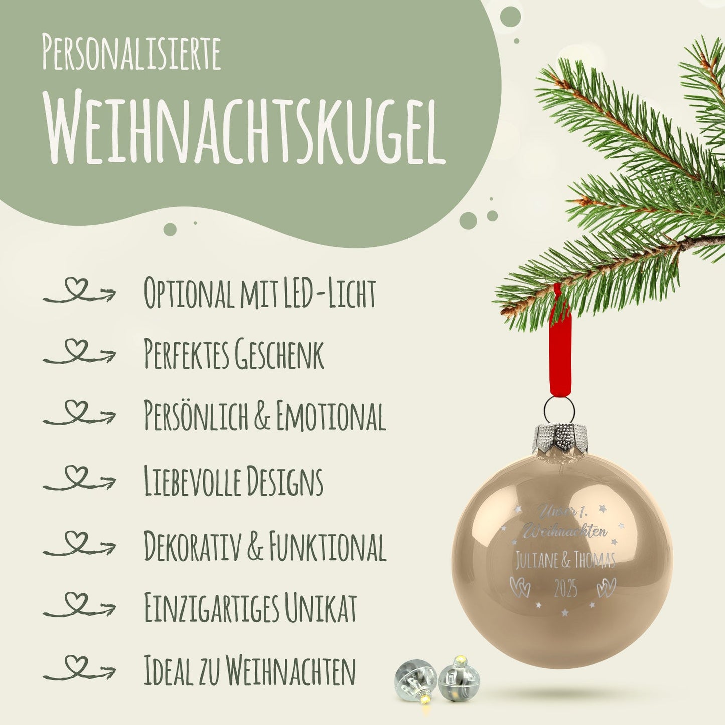 Gravierte Weihnachtskugel - Unser erstes Weihnachten für Paare
