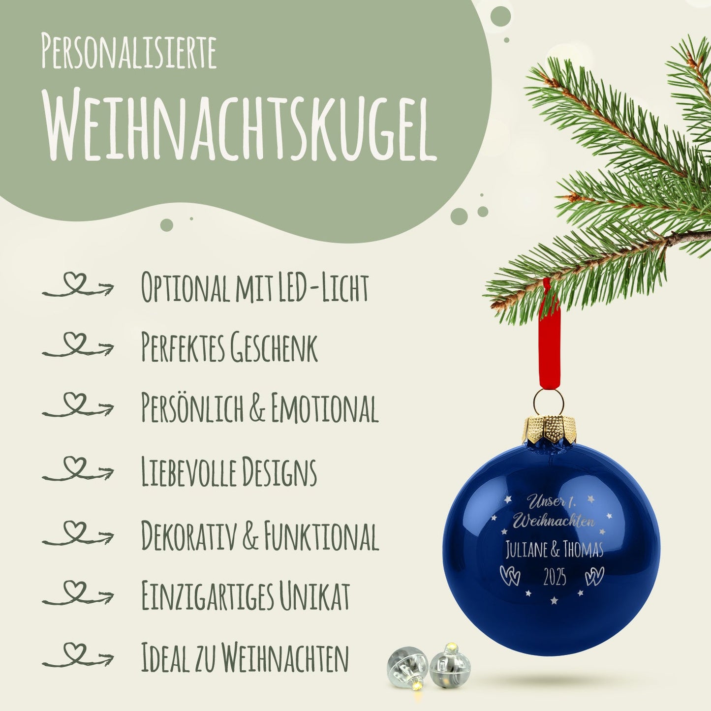 Gravierte Weihnachtskugel - Unser erstes Weihnachten für Paare