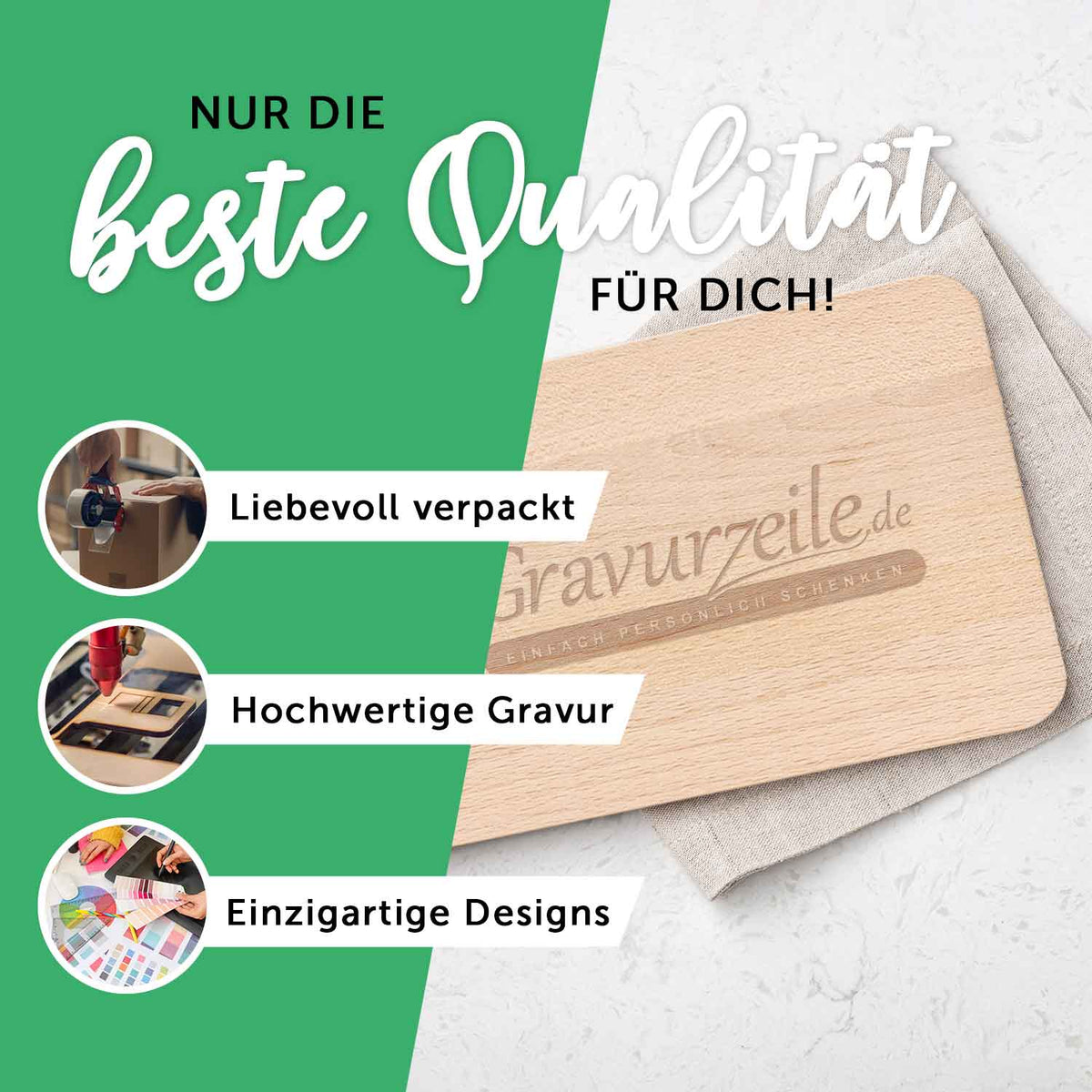 Frühstücksbrettchen mit Gravur "Kinderhände halten Papa"