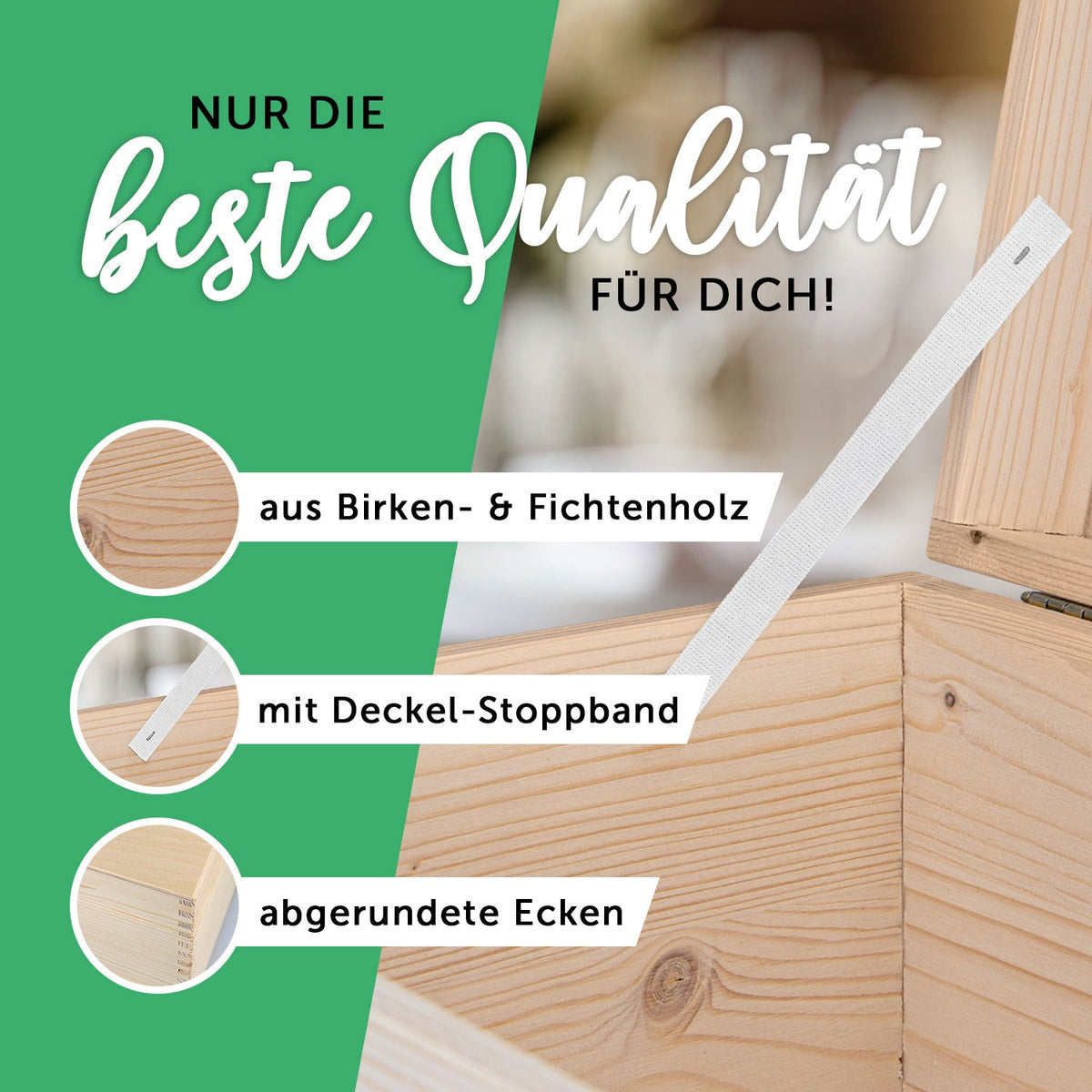 Erinnerungskiste mit UV-Druck im Flower Wedding Design - Personalisiertes Geschenk zur Hochzeit