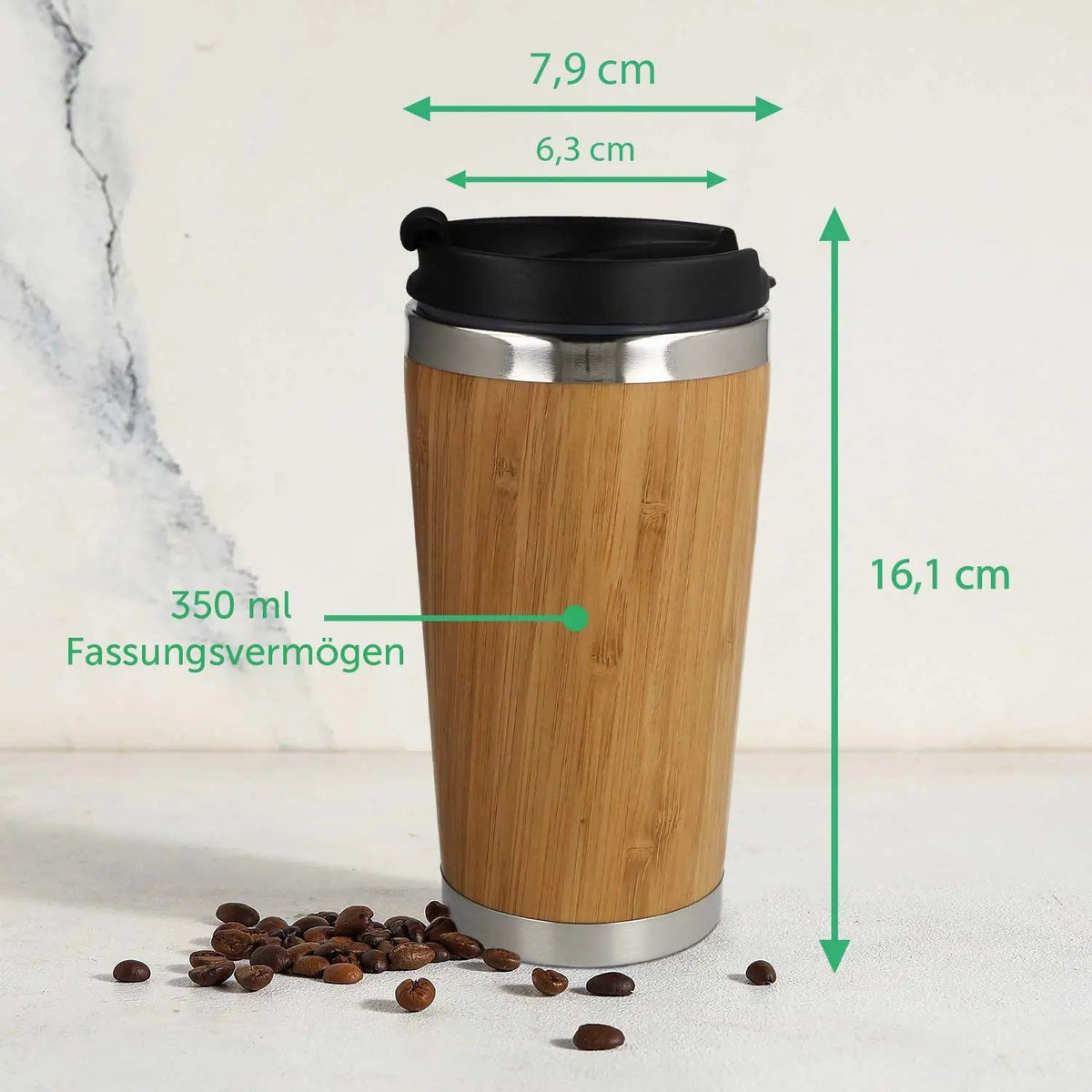 Kaffeebecher aus Bambus mit Gravur - verschiedene Motive