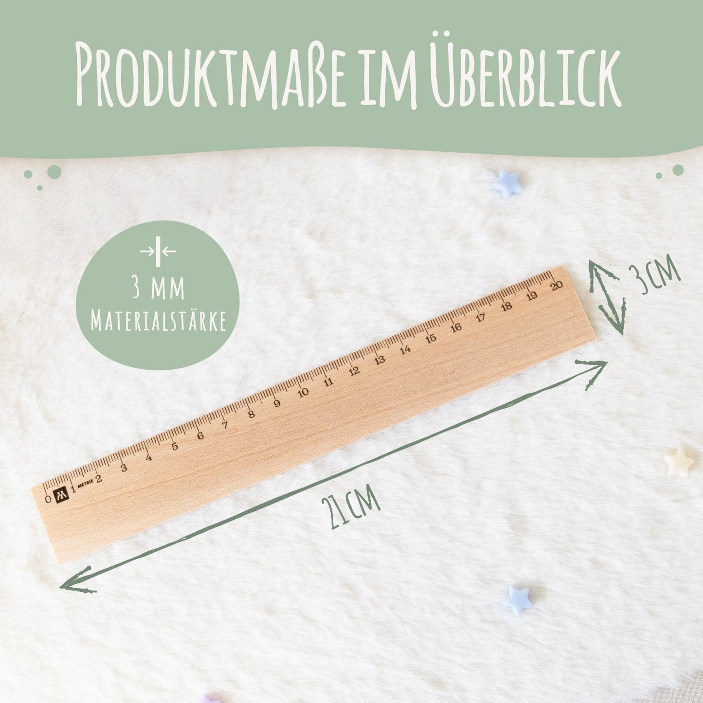 Lineal zur Einschulung im Einhörner Design für Kinder aus Holz