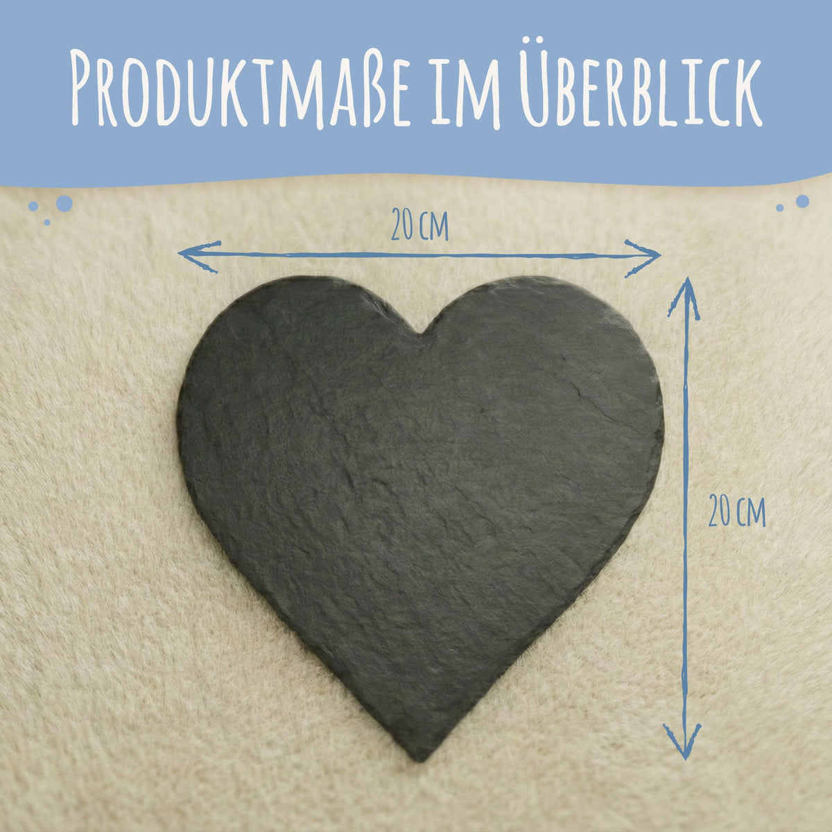 Bedrucktes Schieferherz - In Gedenken V2 - Personalisiertes Geschenk