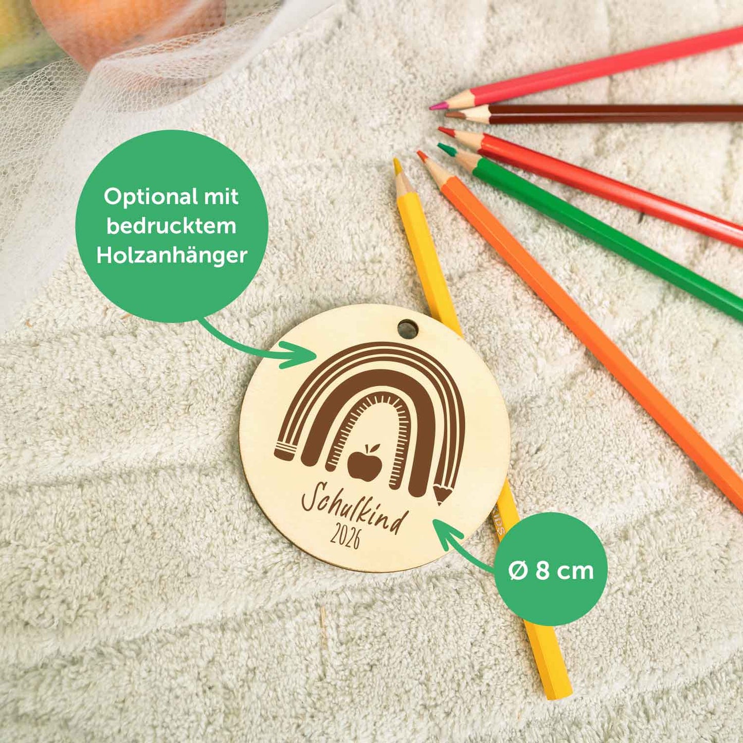 Bedruckte Schultüte mit Namen - Regenbogen