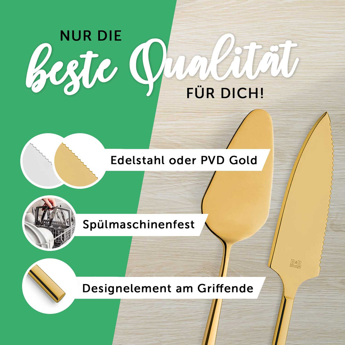 Tortenbesteck im Set - Herzen - Mit persönlicher Gravur als Geschenk zur Hochzeit