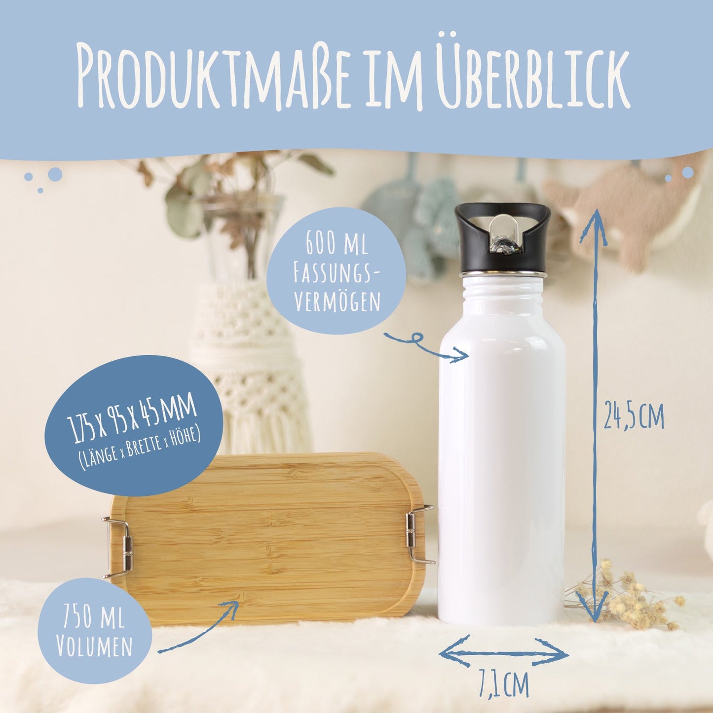 Bedruckte Brotdose & Trinkflasche im Set - Waldfreunde V2