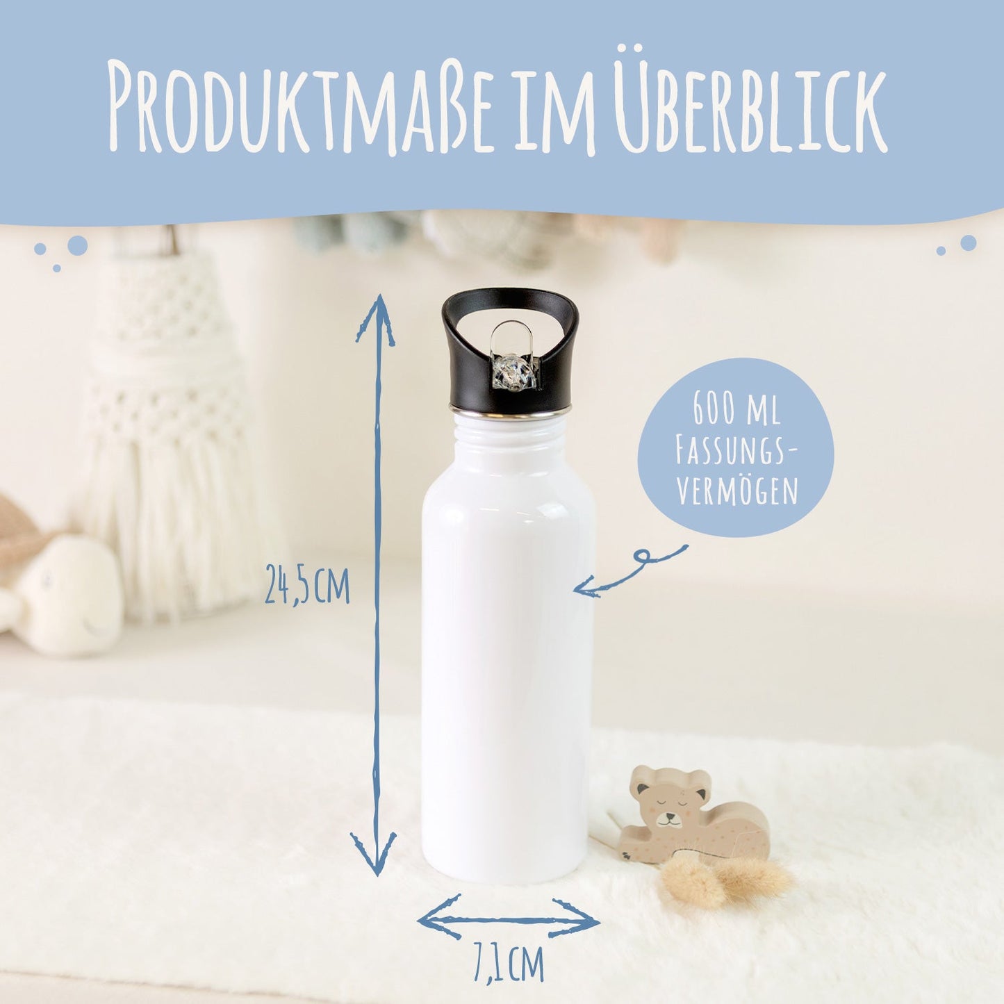 Bedruckte Trinkflasche aus Edelstahl - Waldfreunde V2